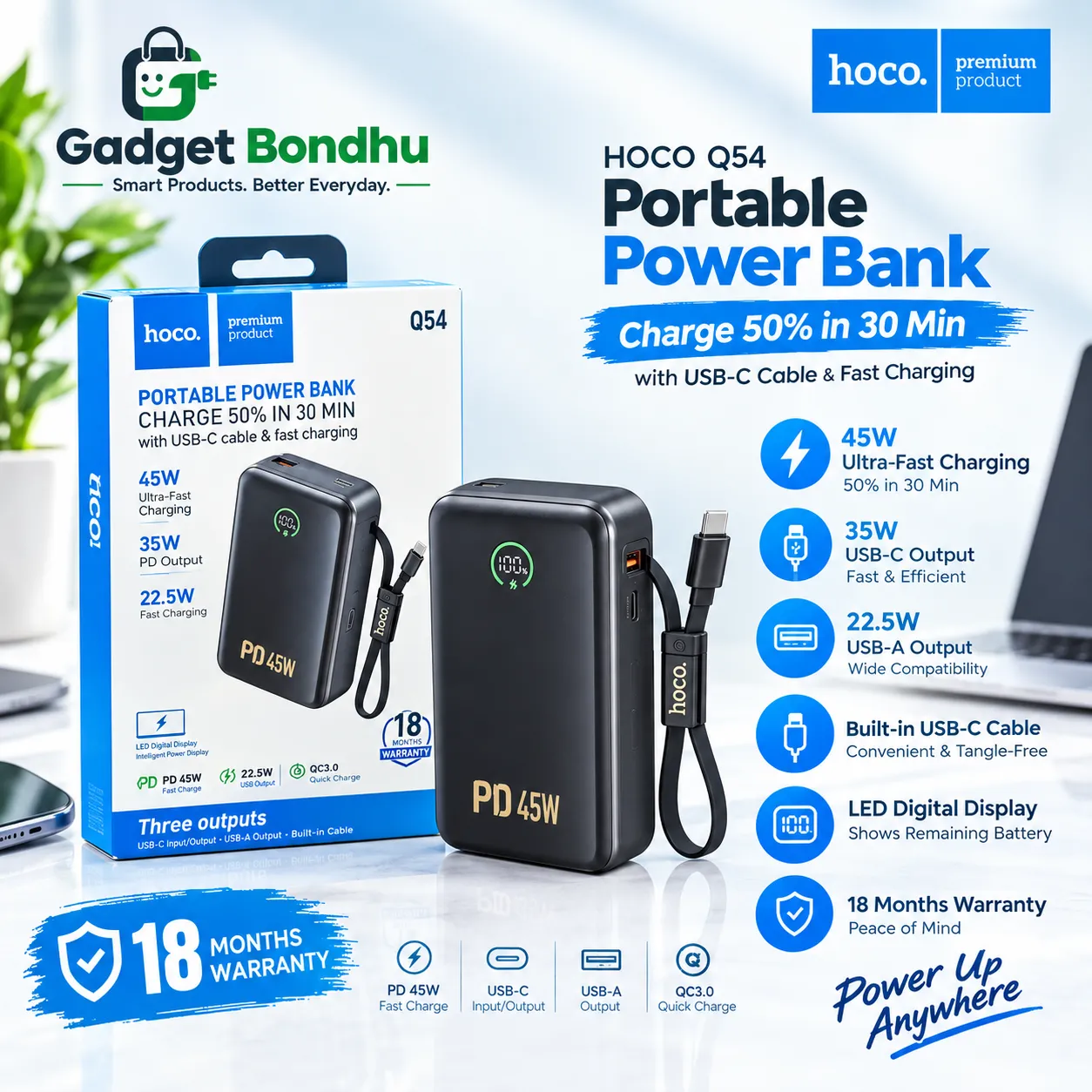 hoco-q54-pd45w-20000mah-power-bank-with-cable